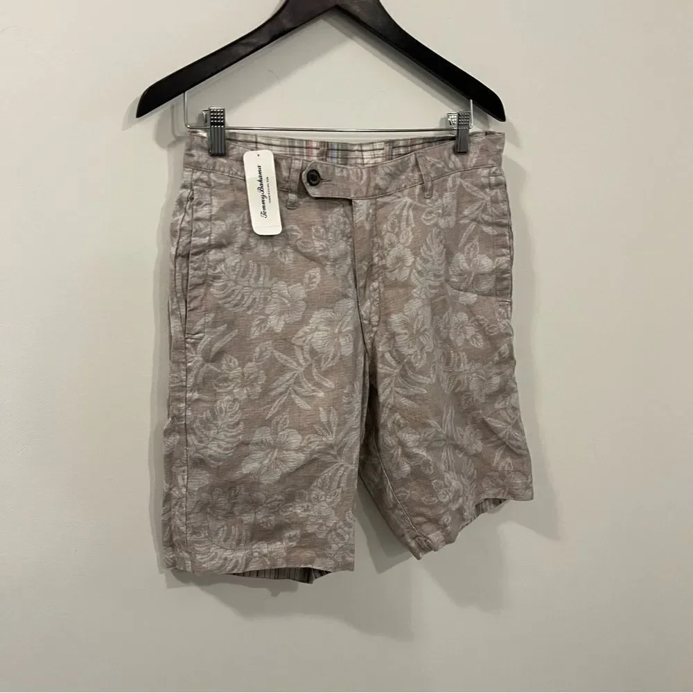 Tommy Bahama Due Cove Short NEW with tags Size 30 Reversible Palm Khaki/Plaid